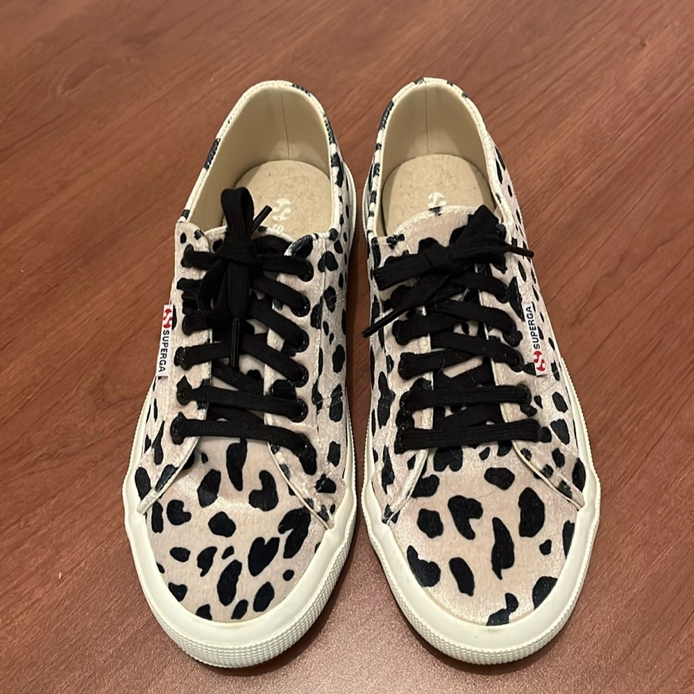 Superga Animal Print Velvet Sneakers, 8.5